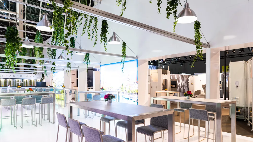 Design durable du plafond du stand d'exposition avec des plantes suspendues